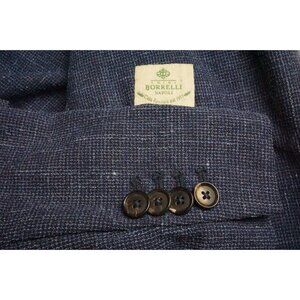Borrelli Napoli Silk Blend Blue Woven Lightweight Sport Coat Jacket 54 EU 44 US